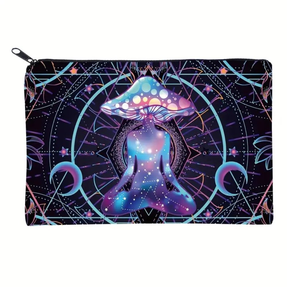 Cosmetic Bag Chakra Mushroom Makeup Travel Organize Toiletry Case Space Trip NEW